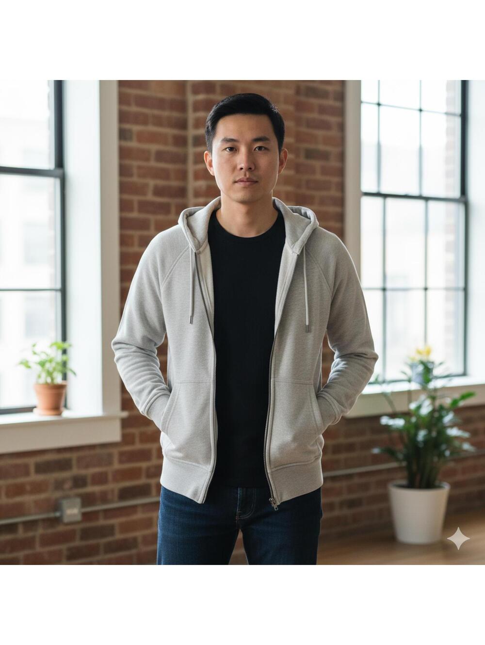 FLINT AND TINDER - The 10-Year Hoodie Gray Full Zip Up - Size Medium